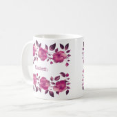 Roze Metallic Cherry Blossoms Jouw naam Koffiemok (Voorkant links)