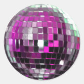 Roze Metallic Disco Ball Ronde Sticker (Voorkant)