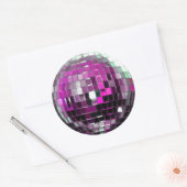 Roze Metallic Disco Ball Ronde Sticker (Envelop)