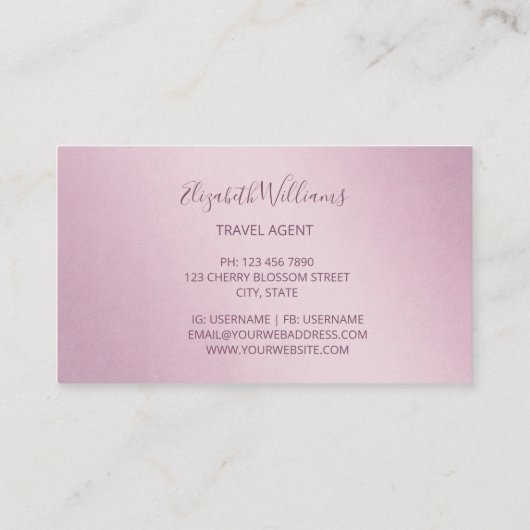 Roze Metallic Logo Visitekaartje (Achterkant)