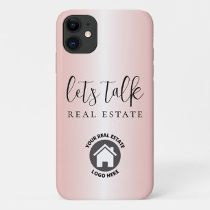 Roze metallisch onroerend goed Bedrijven toevoegen iPhone 11 Hoesje