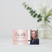 Roze metallisch onroerend goed visitekaartje (Staand voorkant)
