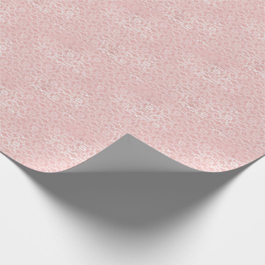 Roze metallische kant  Rustisch Cadeaupapier (Hoek)