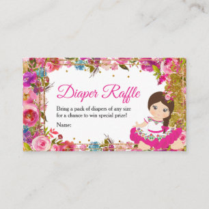 Roze Mexicaans Meisje Fiesta Baby Shower Luier Raf Informatiekaartje