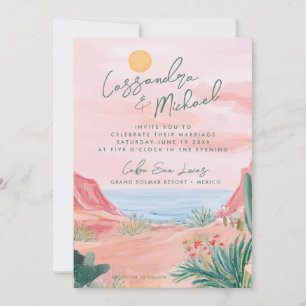 Roze Mexicaanse Bestemming Trouwfeest Kaart