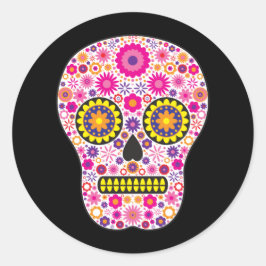 Roze Mexicaanse Suikerschedel Ronde Sticker
