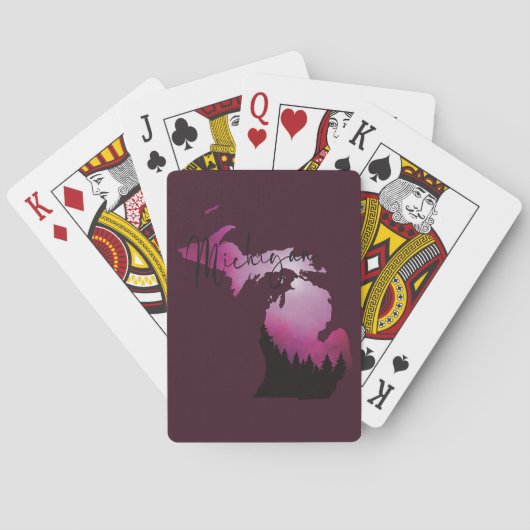 Roze Michigan State Kaart Pine Forest Camping Trip (Achterkant)