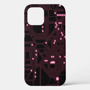 roze microchip circuit achtergrondachtergrond,3d,a iPhone 12 hoesje