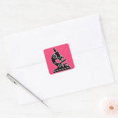 Roze microscoop vierkante sticker (Envelop)