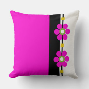 Roze Mid Century Moderne Bloemkracht Kussen