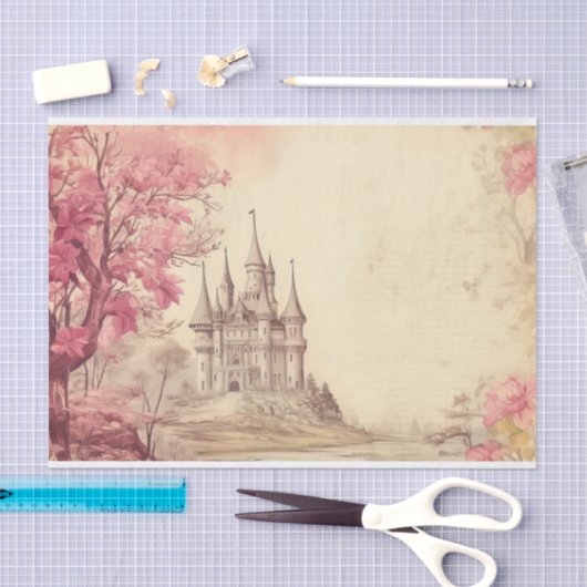 roze middeleeuwse burcht tissuepapier (Craft)