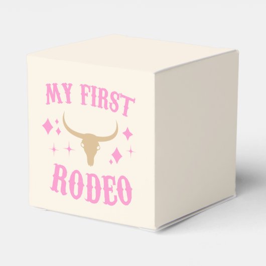 Roze mijn eerste Rodeo Cowgirl eerste verjaardag Bedankdoosjes (Achterkant)