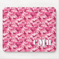 Roze Militaire Retro Camouflage Sjabloon Monogram
