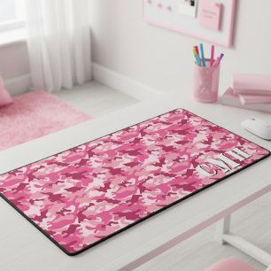 Roze Militaire Retro Camouflage Stencil Monogram Bureaumat