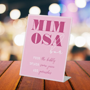 Roze Mimosa Bar Voetstuk Bord voor vrijgezellenfee Reclamebord Met Voetstuk