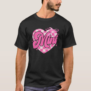 Roze Mini Geruite Coquette Bow Schattige Mom Valen T-shirt