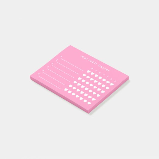 Roze Mini Habit Tracker Sticky Notes (Schuin)