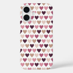 Roze Mini Harten en Pruim Romantisch Liefdesmotief iPhone 16 Hoesje