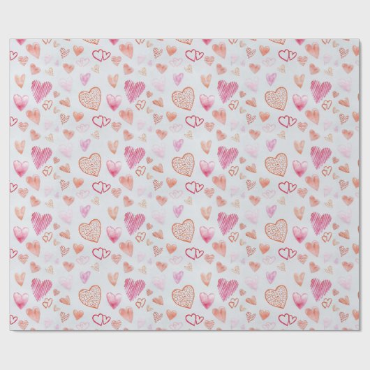 Roze Mini Liefde Hart Wrapping Papier (Vlak)