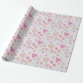 Roze Mini Liefde Hart Wrapping Papier (Uitgerold)