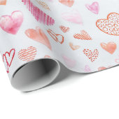 Roze Mini Liefde Hart Wrapping Papier (Rol Hoek)