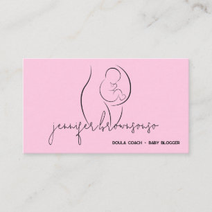 Roze Minimaal Unieke Doula Geboorte Coach Zwanger Visitekaartje