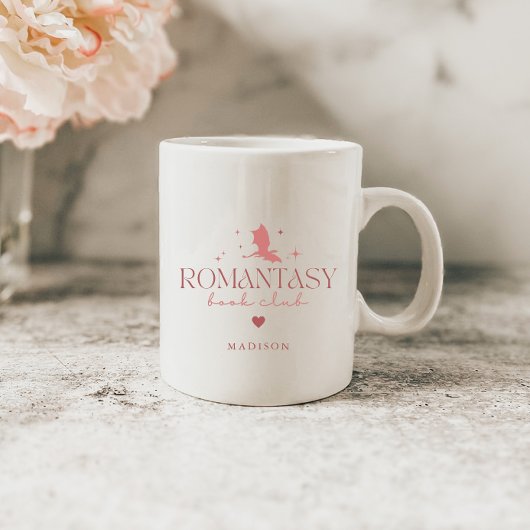 Roze Minimal Custom 'Romantasy' Book Lovers Koffiemok