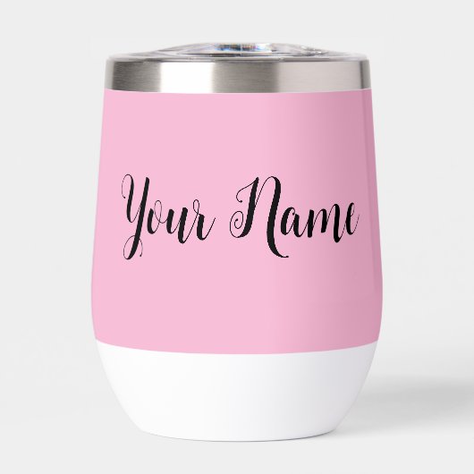 Roze Minimal Modern Handtekening Naam Cursief Scri (Voorkant)