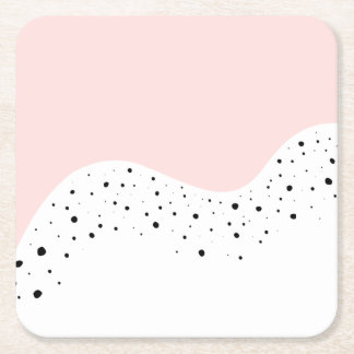 Roze minimale vormgeving met stippen vierkante kartonnen onderzetter