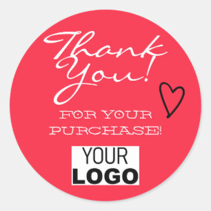 Roze minimalist Hartelijk dank voor uw labels: Red Ronde Sticker