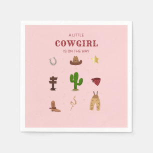 Roze Minimalist Rodeo Cowgirl Baby shower Servet