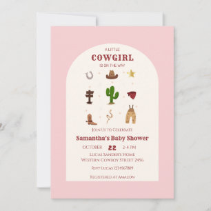 Roze Minimalist Rodeo Cowgirl Foto Baby shower Kaart