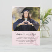 Roze minimalistisch fotoAfstuderen Kaart (Staand voorkant)