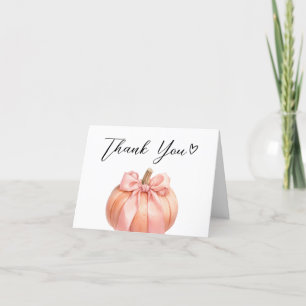 Roze Minimalistisch pompoen Baby shower Bedankkaart