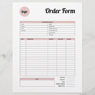 Roze minimalistisch productbestelformulier briefhoofd