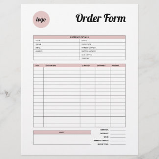 Roze minimalistisch productbestelformulier briefhoofd