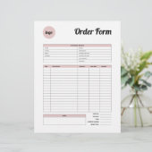 Roze minimalistisch productbestelformulier briefhoofd (Staand voorkant)