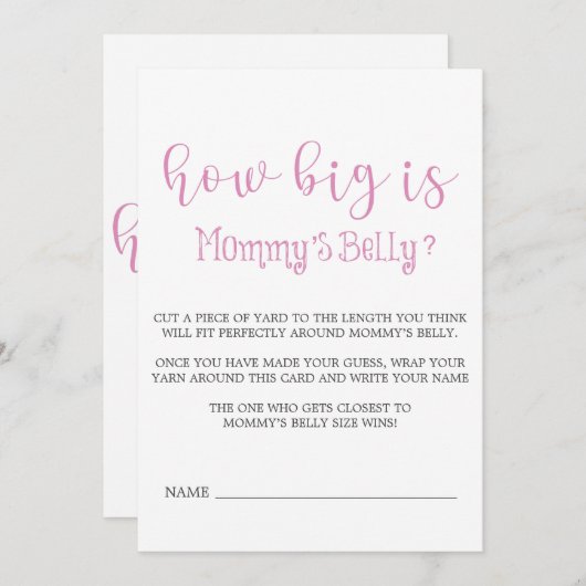 Roze minimalistisch script hoe groot is de buik va (Voorkant / Achterkant)