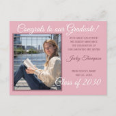 Roze minimalistische aankondiging van het Afstuder Briefkaart (Voorkant)