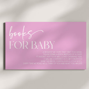 Roze Minimalistische Baby shower boeken voor Baby Informatiekaartje