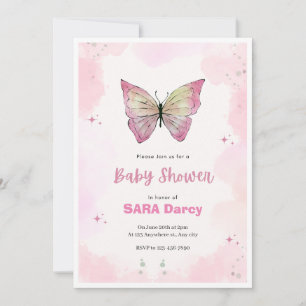 Roze Minimalistische Baby shower Invitation Kaart