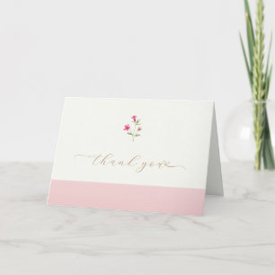 Roze Minimalistische Boho Wildflower Baby shower Bedankkaart