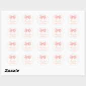 Roze Minimalistische Bow Stropdas Baby shower Ronde Sticker (Vel)