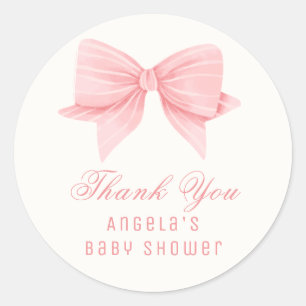 Roze Minimalistische Bow Stropdas Baby shower Ronde Sticker