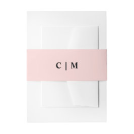  roze minimalistische bruiloft Initialen Uitnodigingen Wikkel