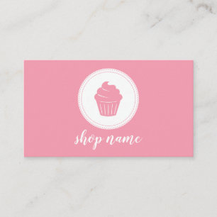 Roze Minimalistische Cupcake Bakker Bedrijfskaart Visitekaartje