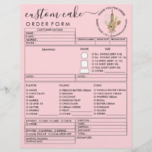Roze Minimalistische Houten Bakkerij Cake Bestelfo Flyer