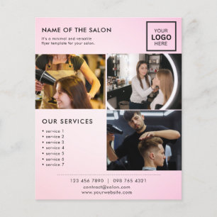 Roze Minimalistische Marketing Flyer voor Salon