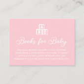 Roze Minimalistische Moderne Boeken voor Baby Kaar Informatiekaartje (Voorkant)