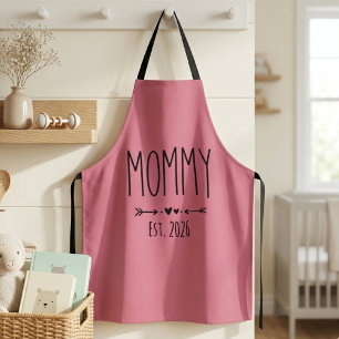 Roze Minimalistische Moeder Bent Jaar Hoog Lettert Schort